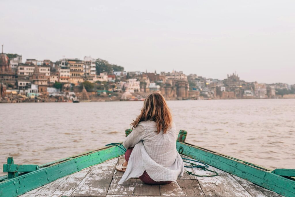 Woman sitting in a boat
