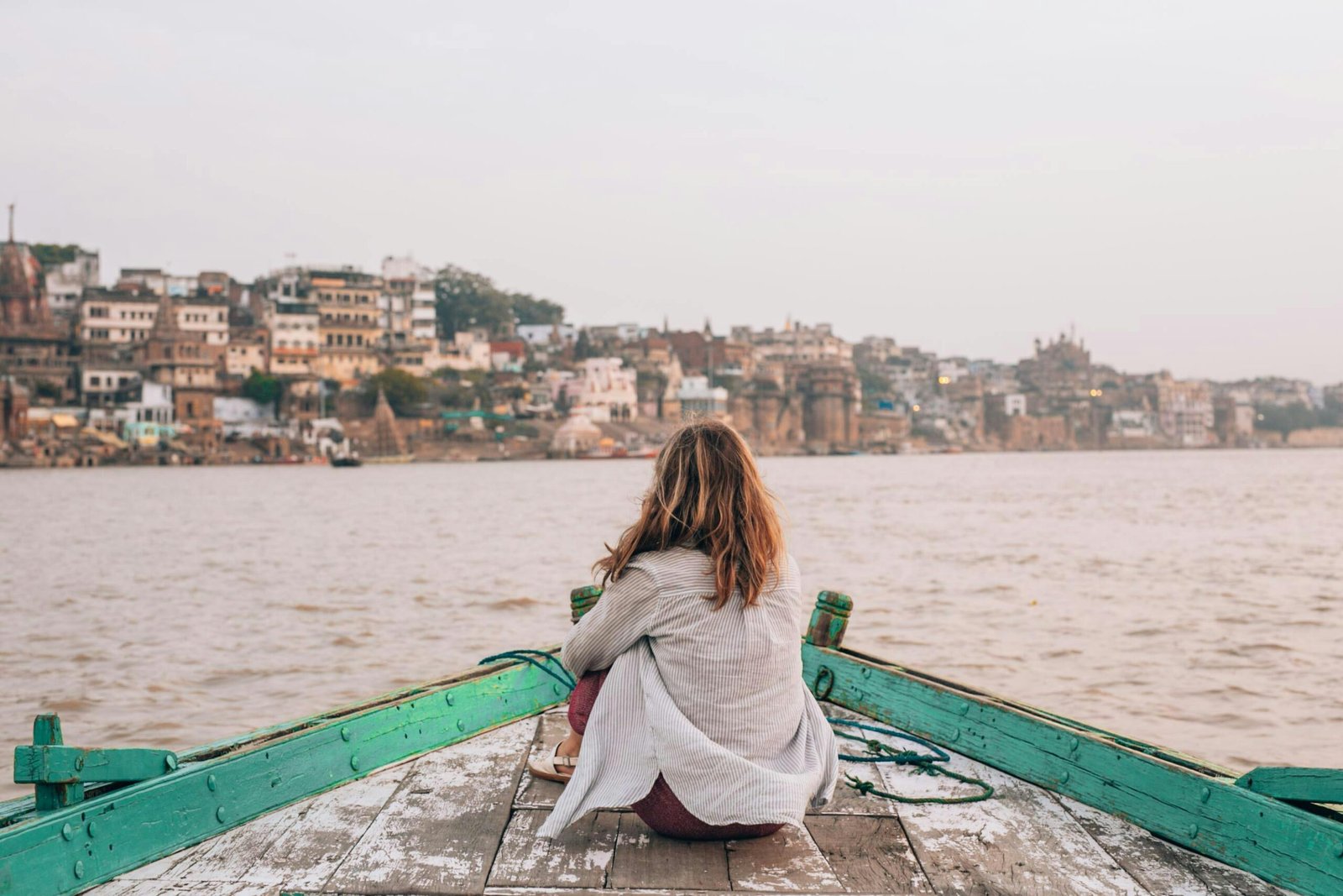 Woman sitting in a boat